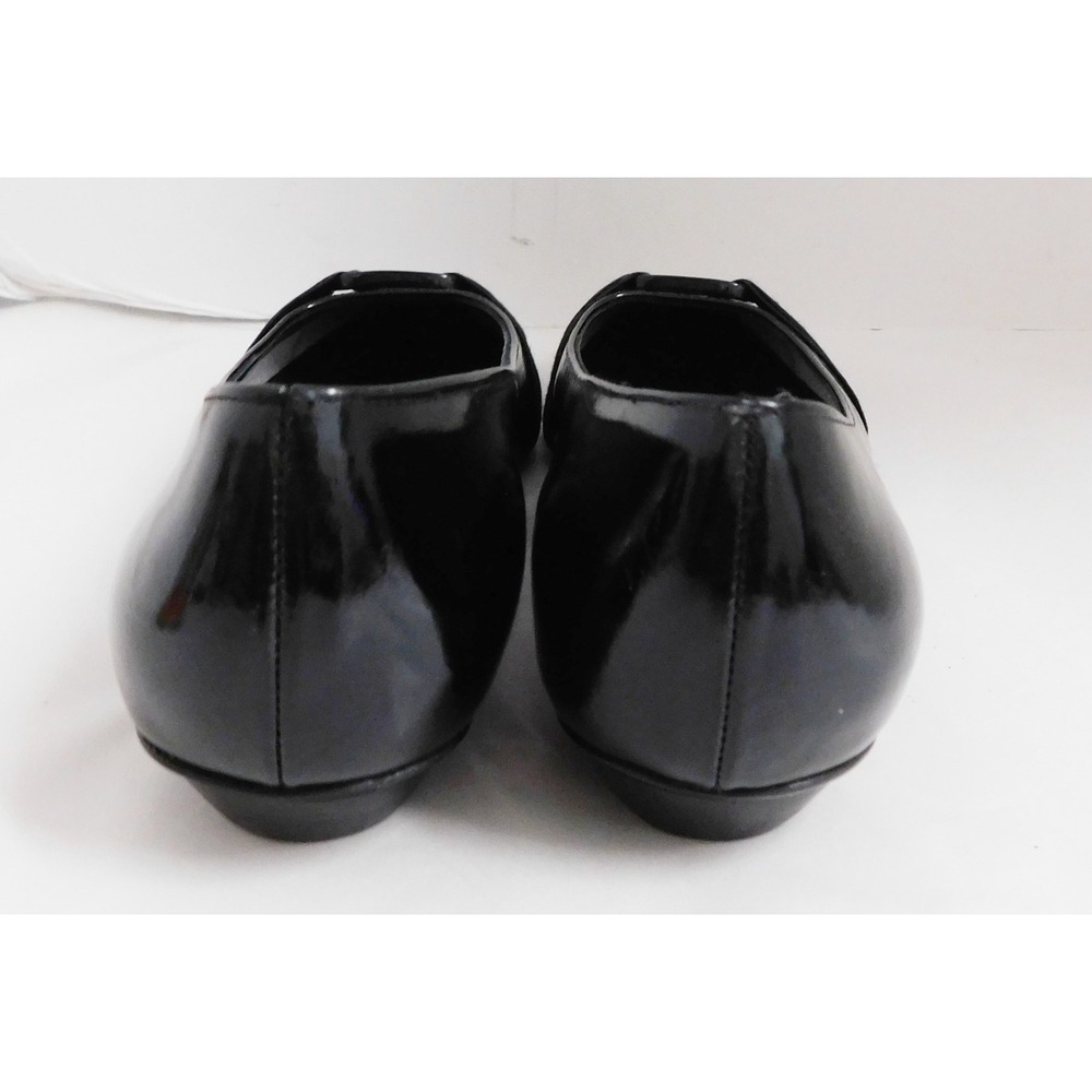 Salvatore Ferragamo Women's Black Leather Slip-On Flats Ribbon Buckle 5 B NEW - Picture 4 of 5